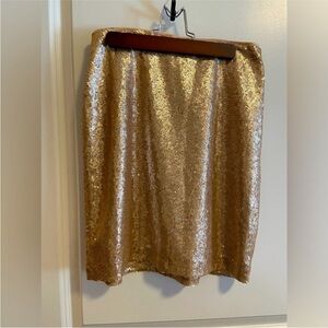 🆕White House Black Market Gold Sequin Skirt NWT